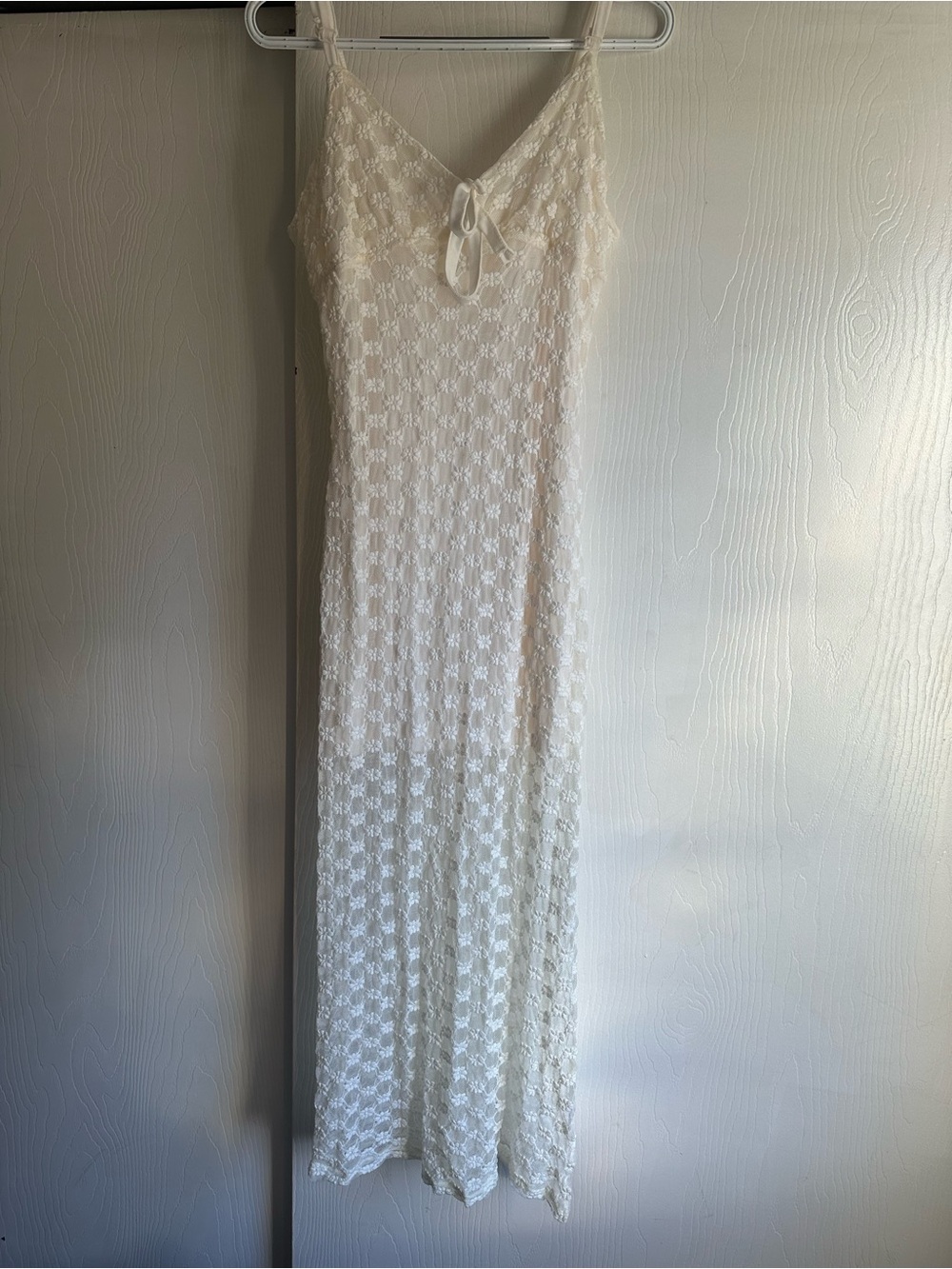 No Comment White Lace Maxi Slip Dress with adjustable Spaghetti Straps
